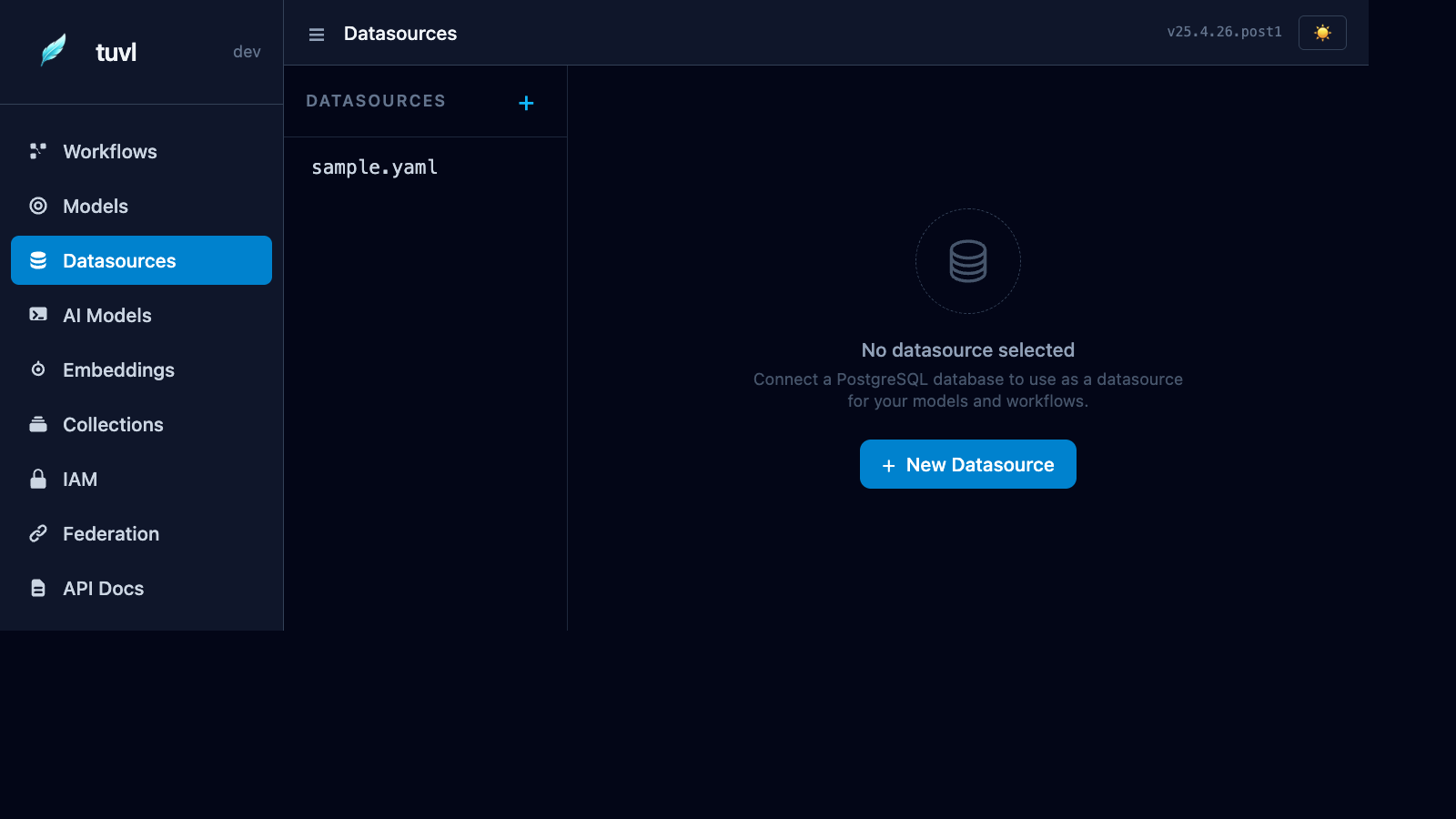 Datasources page