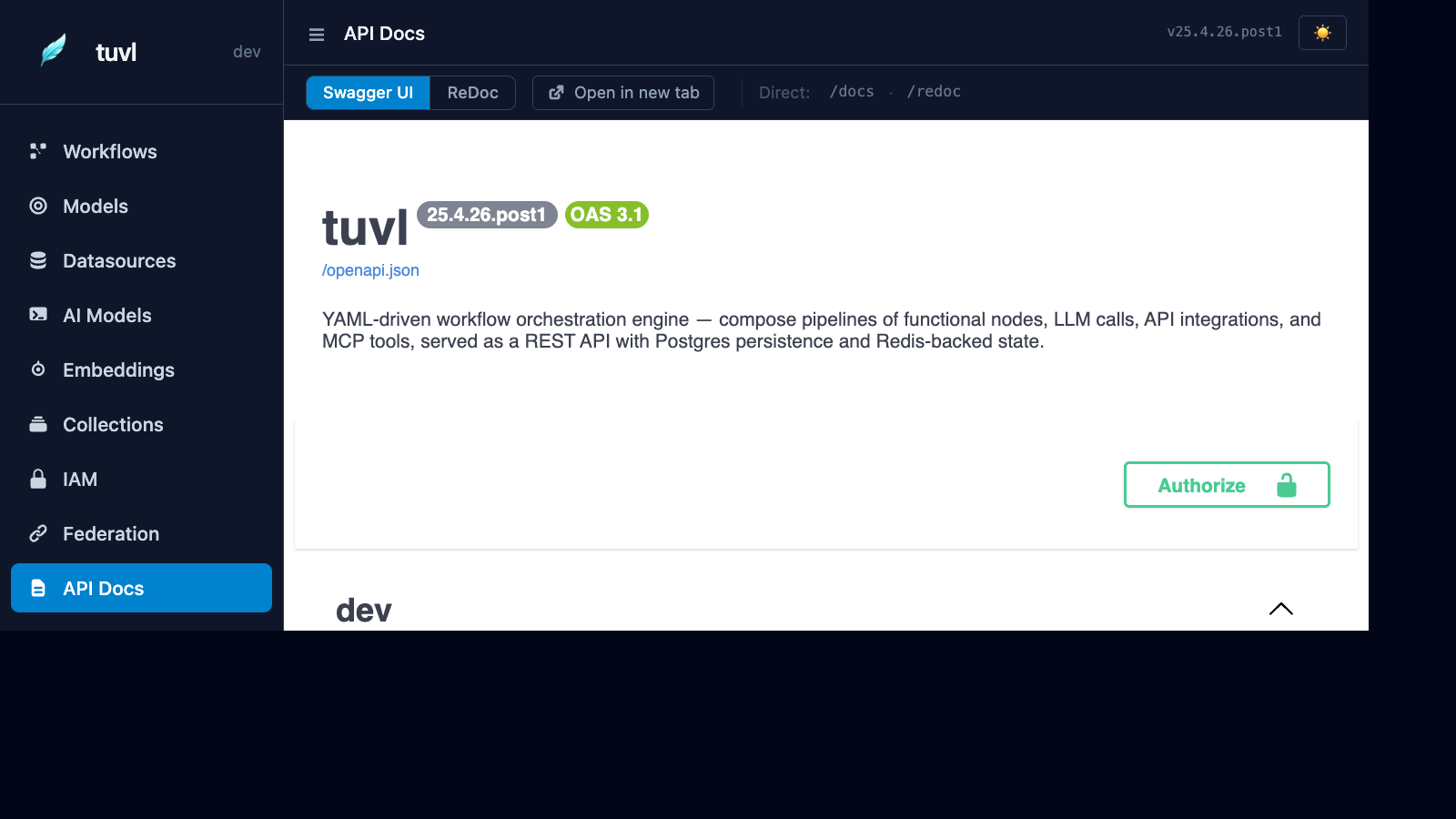 API Docs page